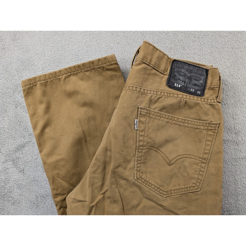 Levis 514 Straight Fit Pants Mens 33x30 Tan Brown Cotton Twill 00514-0531